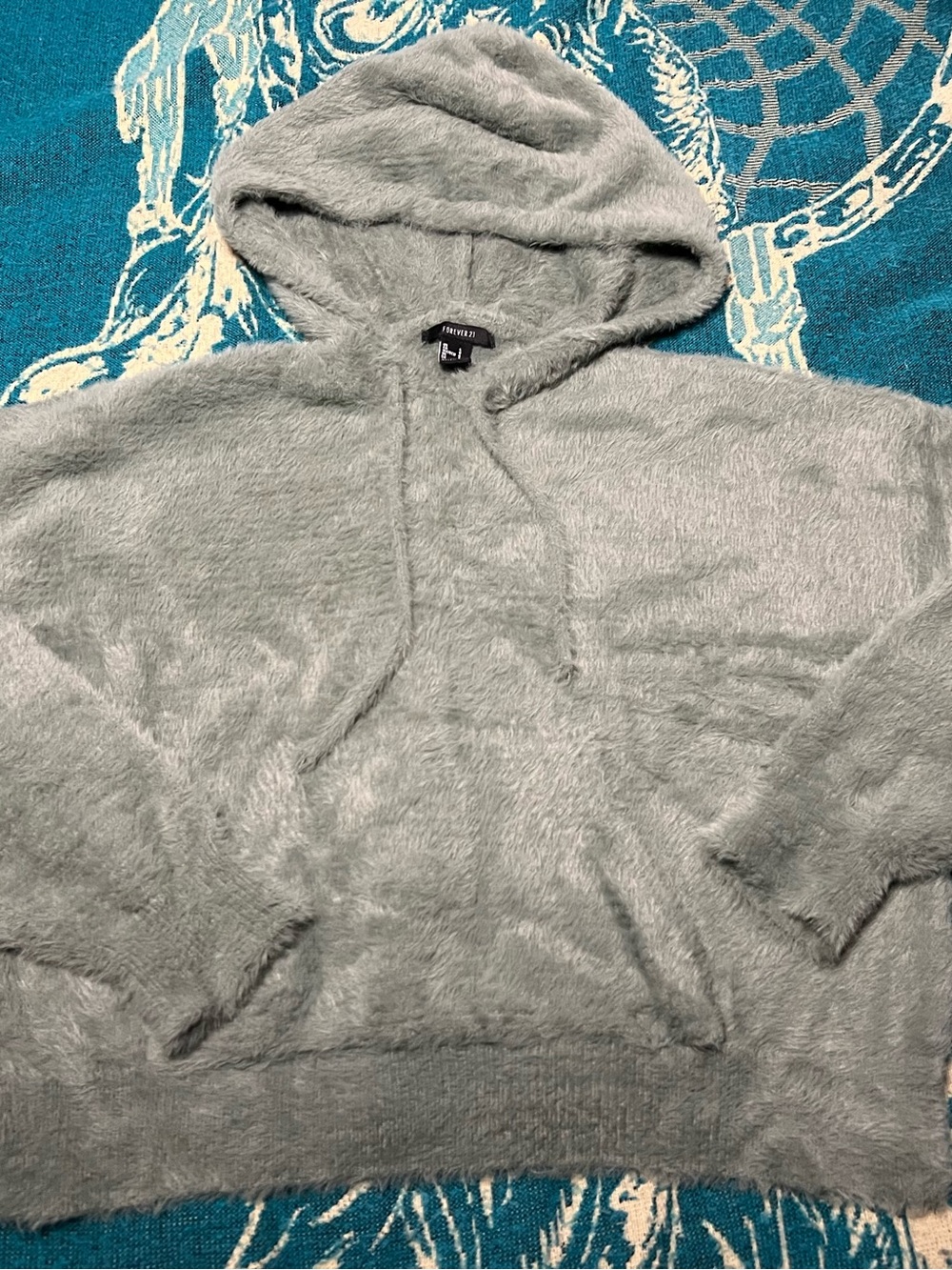 Forever 21 Womens Plush Hooded Crop Sweater - Olive Green New